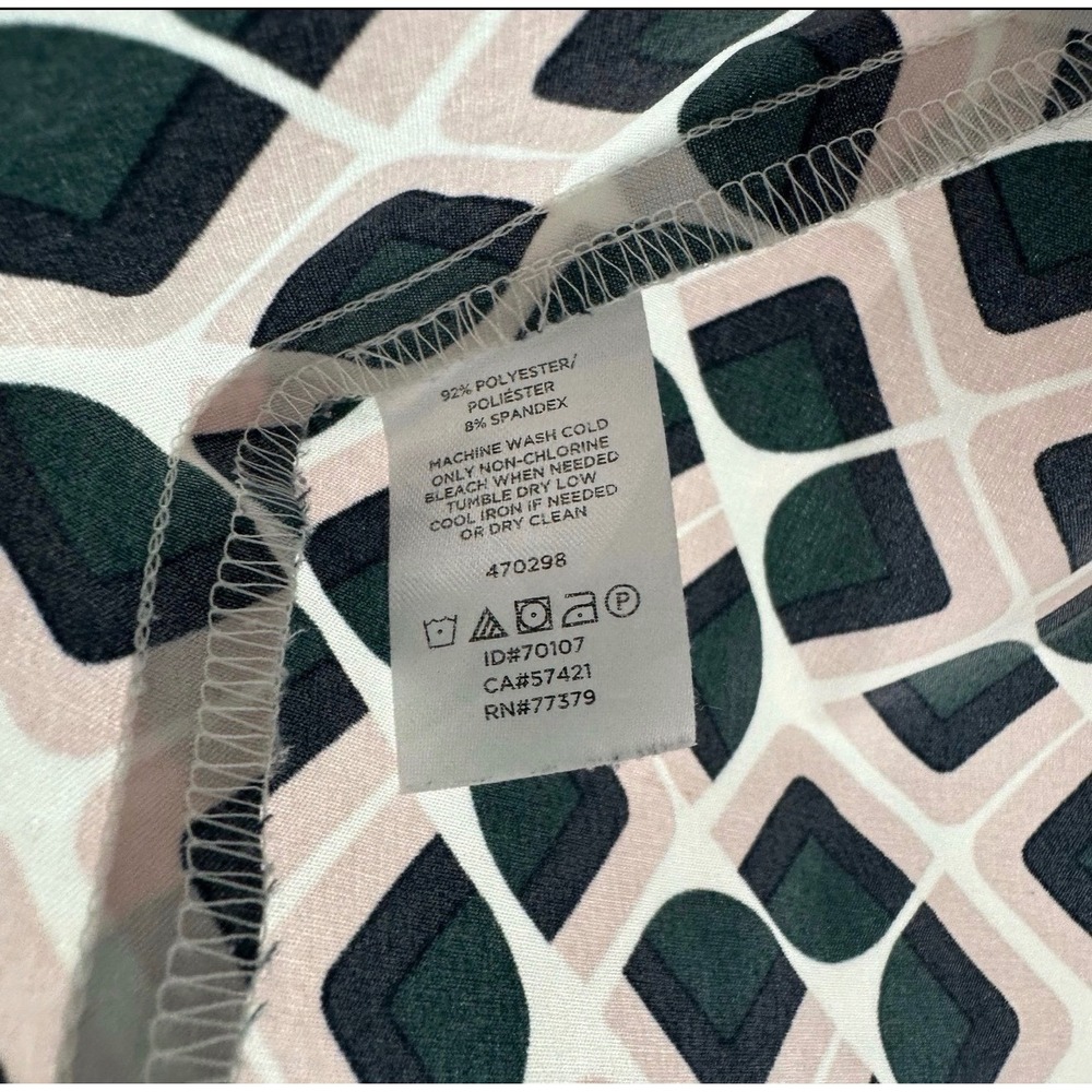 Ann Taylor Women's Geometric Print V Neck Ruffle Bell Sleeve Blouse XL‎ - Picture 6 of 6